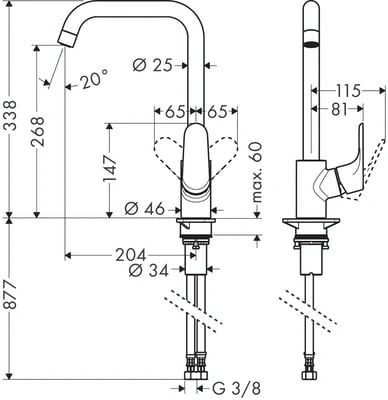 Keittiöhana Hansgrohe 31834000 Focus 260 Korkea