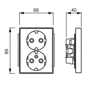 Pistorasia ABB Impressivo 2-osainen 16A IP21 UKJ Haaroitusliittimet Valkoinen