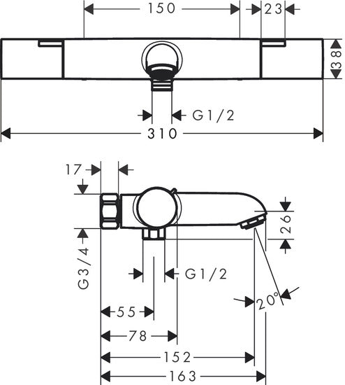 Amme- ja suihkuhana HANSGROHE 13353000 FINE NORDIC JP KRO