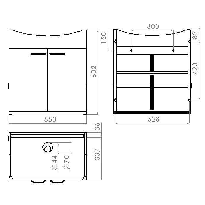 Allaskaappi Polaria Carina 600 550x600x340 mm Valkoinen - KarelianStore
