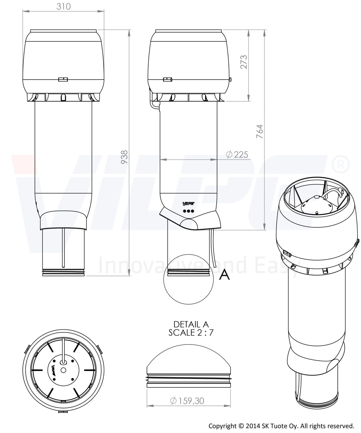 Huippuimuri Vilpe E220P - 160 - 700 Musta - KarelianStore