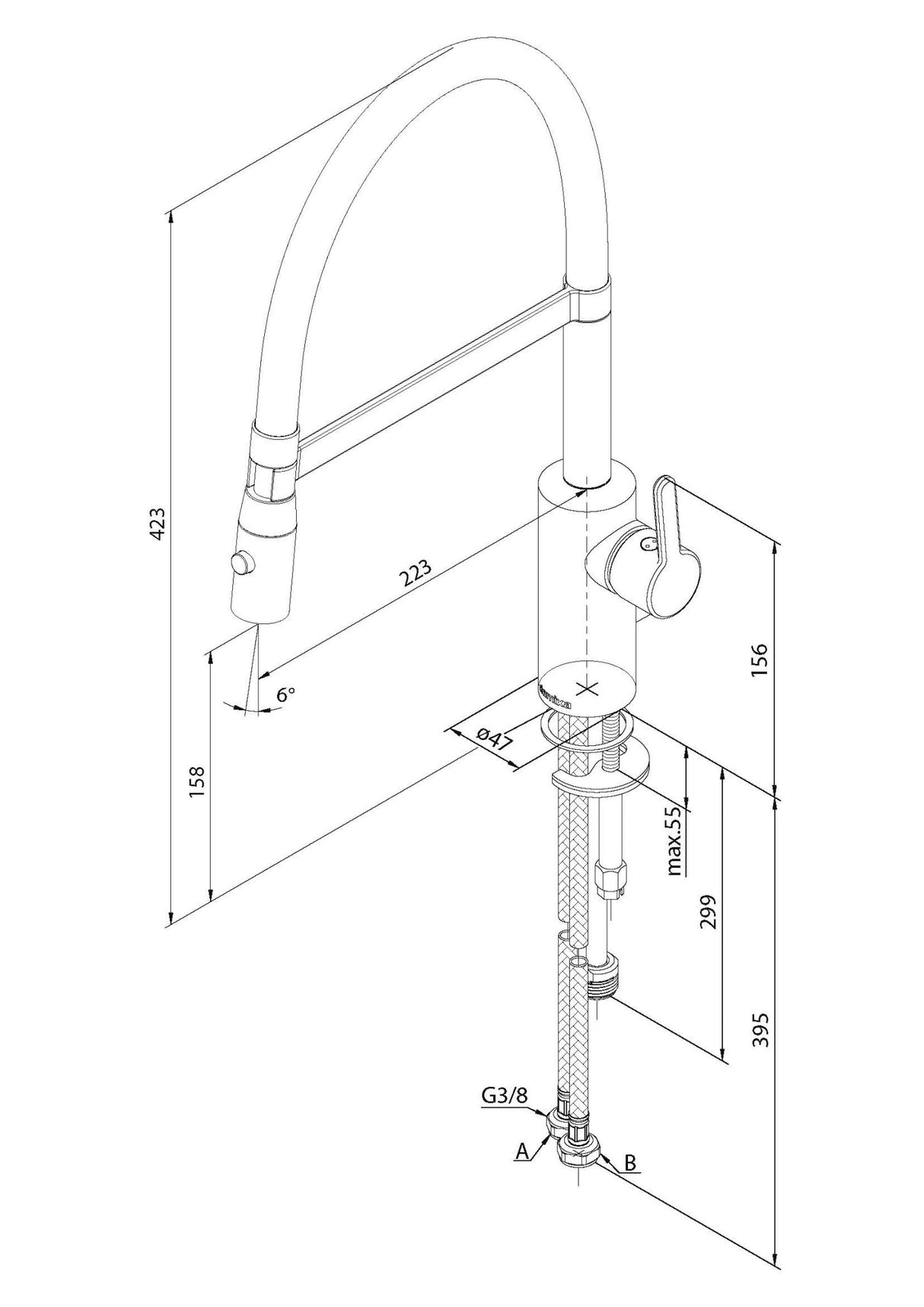 Keittiöhana Damixa Silhouet Pro PKV Kromi 741580035 - KarelianStore