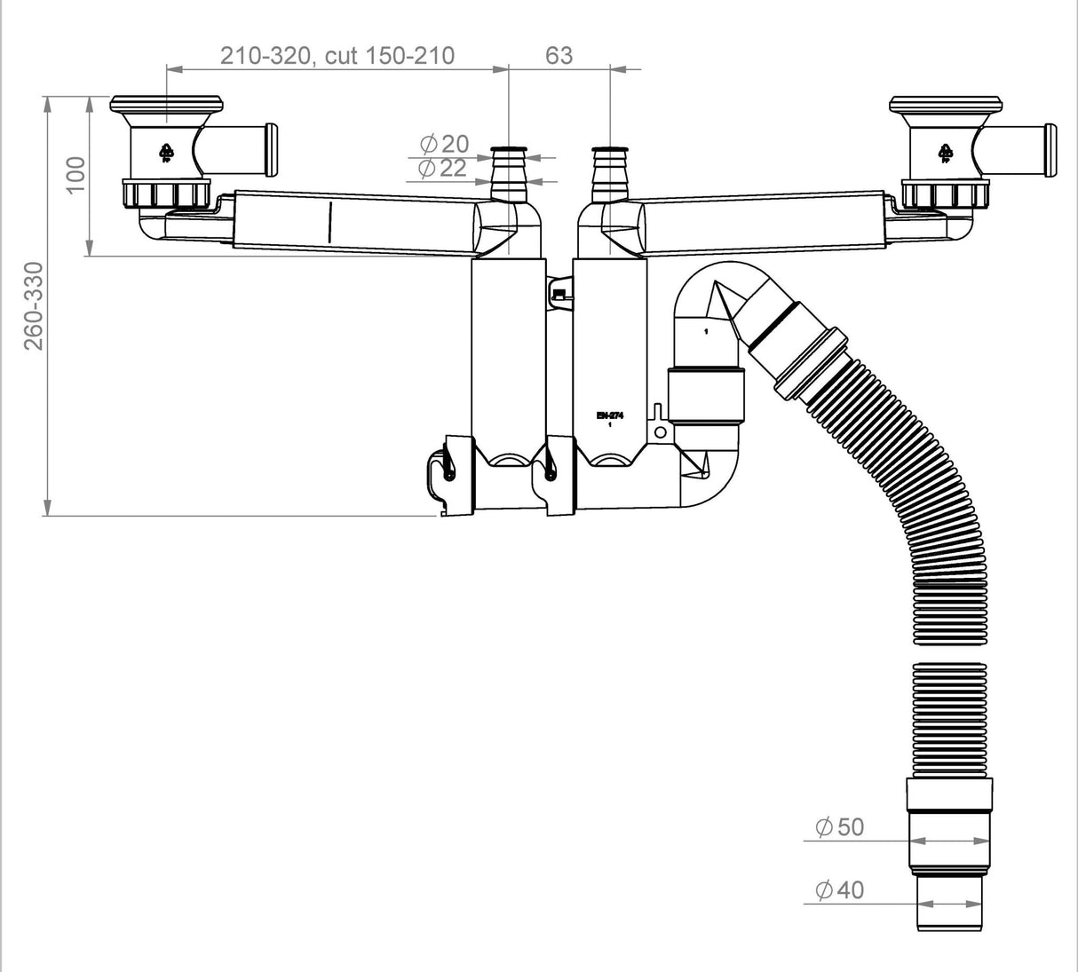 Keittiövesilukko Prevex Smartloc 2 - altainen 70mm Sihti - KarelianStore