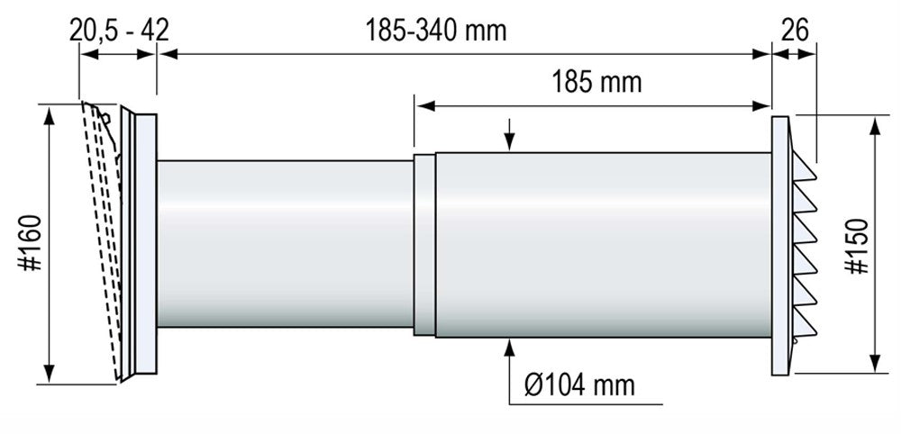 Korvausilmaventtiili Fresh TL100DE Seinäventtiili - KarelianStore