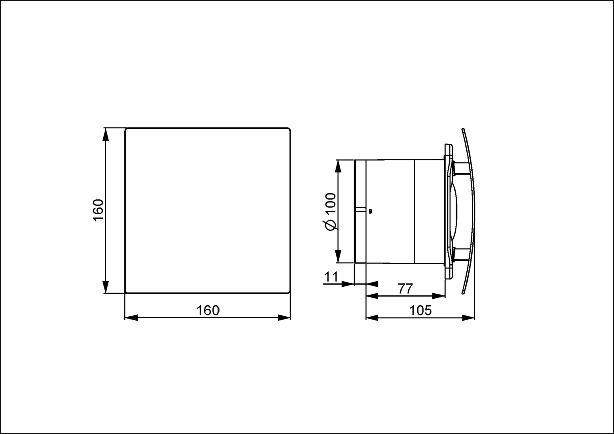 Kylpyhuonepuhallin Opal WEB100ZH Ajastimella ja Kosteusanturilla - KarelianStore