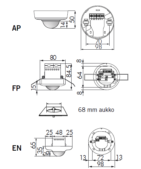 Läsnäolotunnistin Luxomat PD2 - S - FP 360D Valonm Valkoinen - KarelianStore