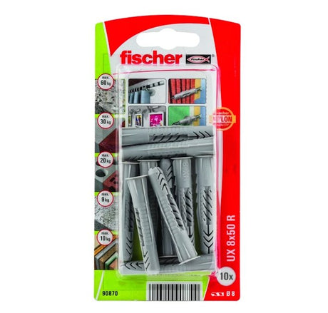 Nailontulppa Fischer UX 8x50 R K NV 10 kpl - KarelianStore
