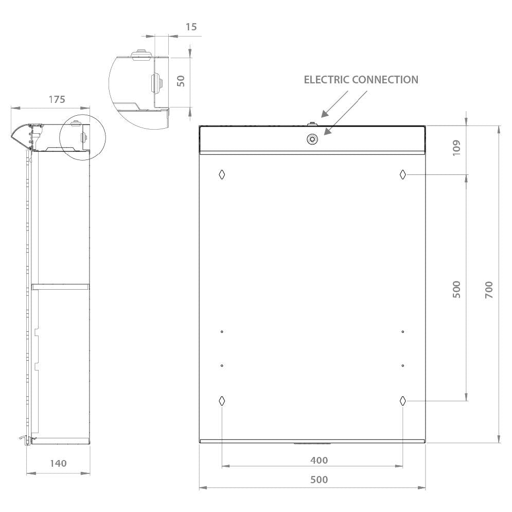 Peilikaappi Polaria Lumena 500 Oikea LED - valaisimella - KarelianStore