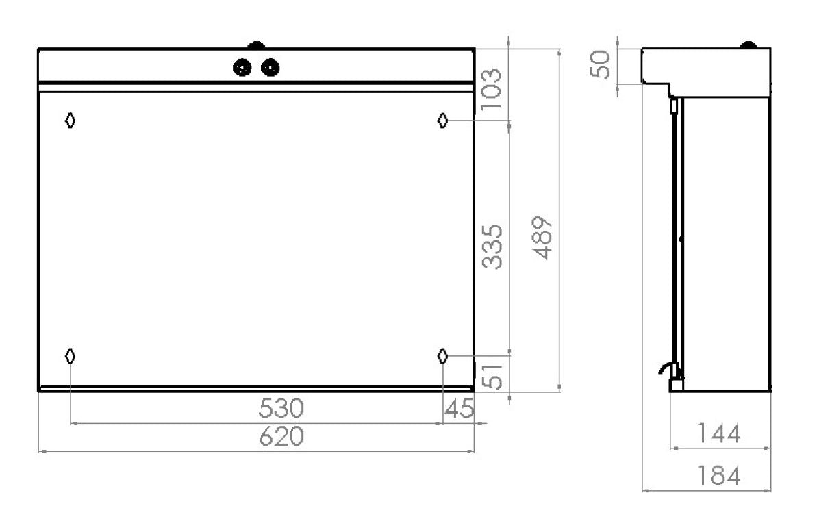 Peilikaappi Polaria VPK 060 Oikea LED - valaisimella - KarelianStore