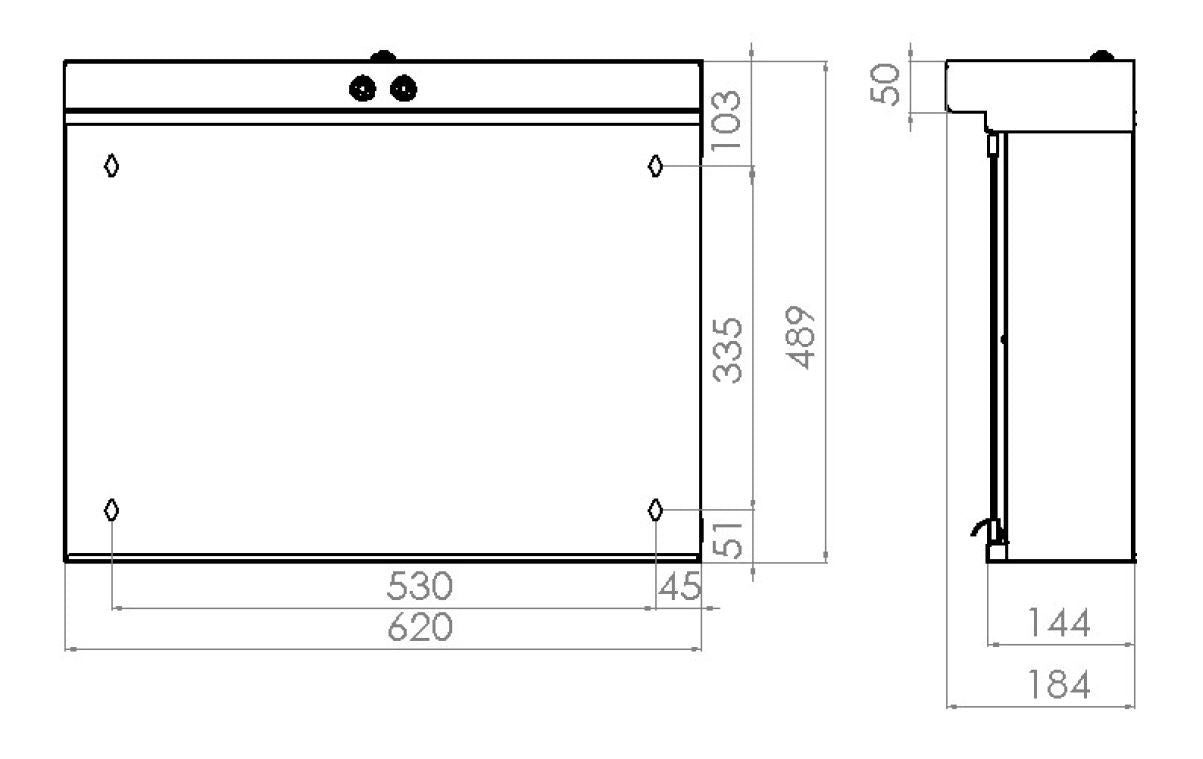 Peilikaappi Polaria VPK 060 Oikea VVS LED - valaisimella - KarelianStore