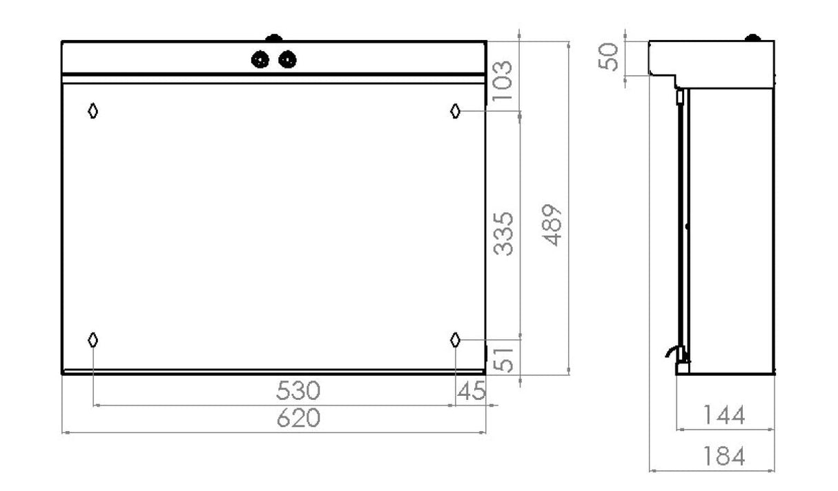 Peilikaappi Polaria VPK 060 Vasen LED - valaisimella - KarelianStore