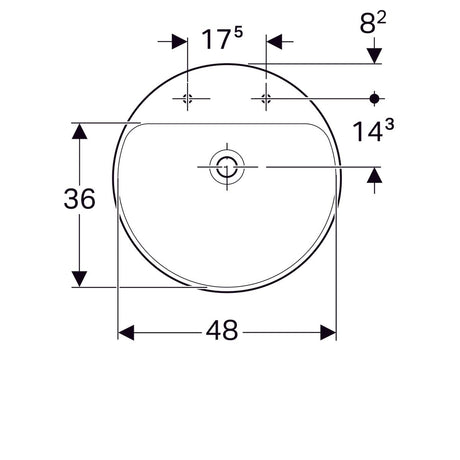 Pesuallas Geberit Variform Keratect 500x500x185 mm Kahdella Hanareiällä - KarelianStore