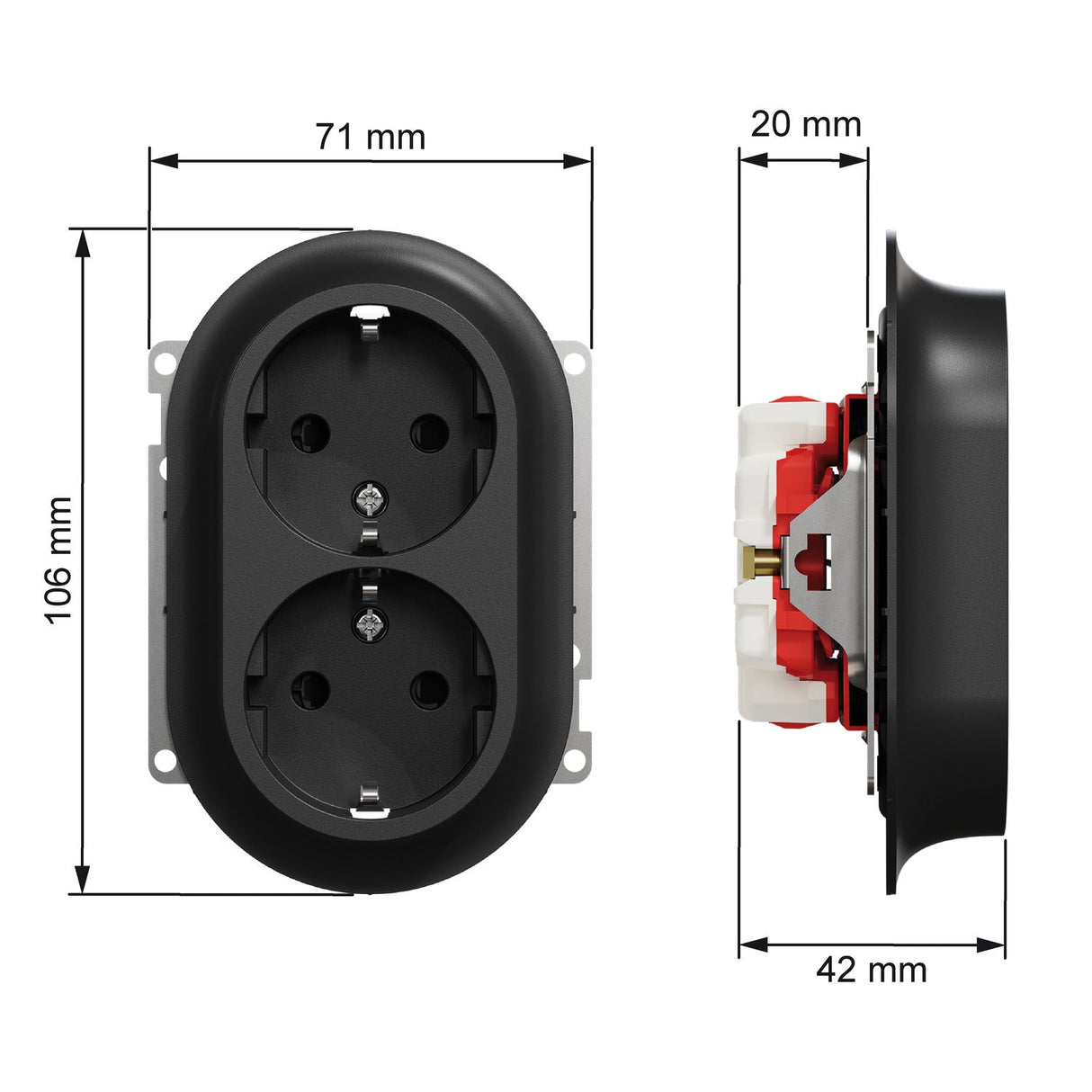 Pistorasia ELKO One 2S 16A IP21 UKJ Musta - KarelianStore