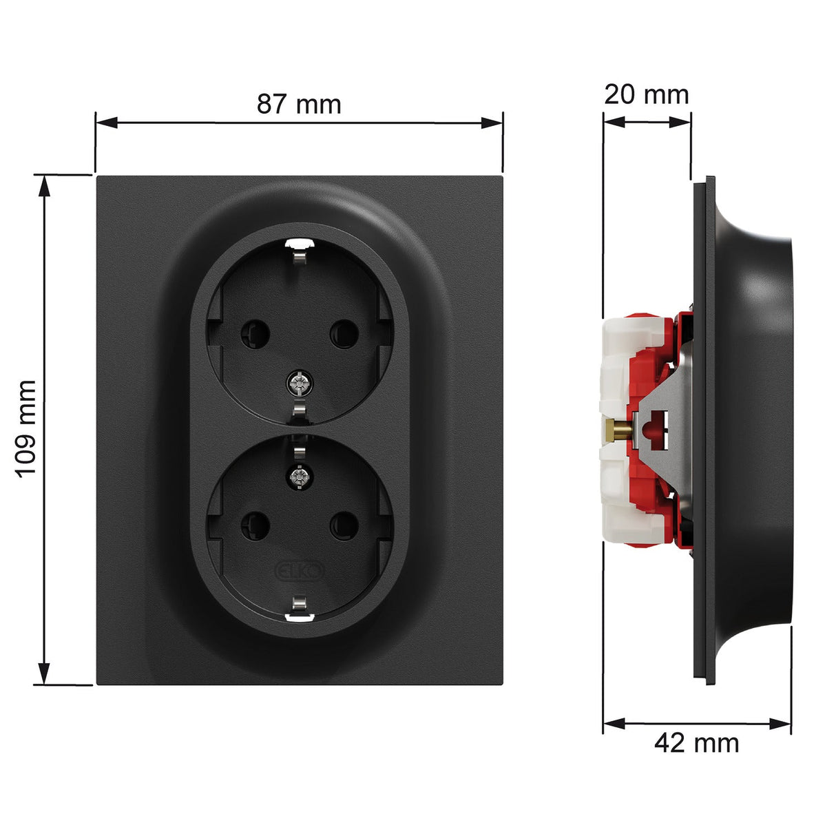 Pistorasia ELKO One 2S 16A IP21 UPJ Musta - KarelianStore