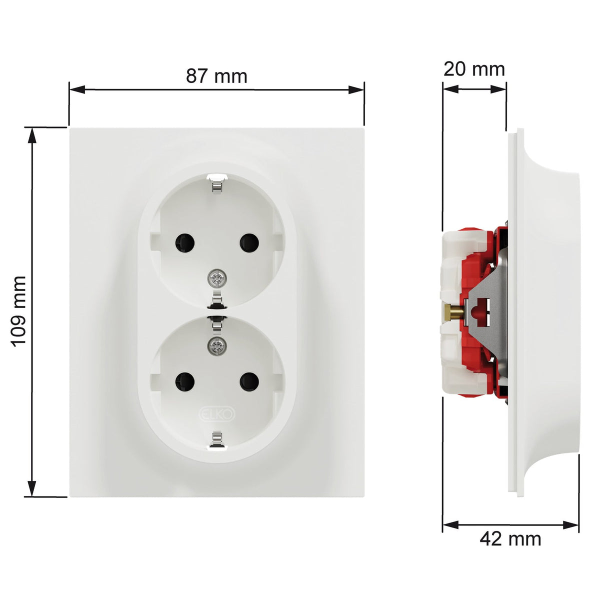 Pistorasia ELKO One 2S 16A IP21 UPJ Valkoinen - KarelianStore