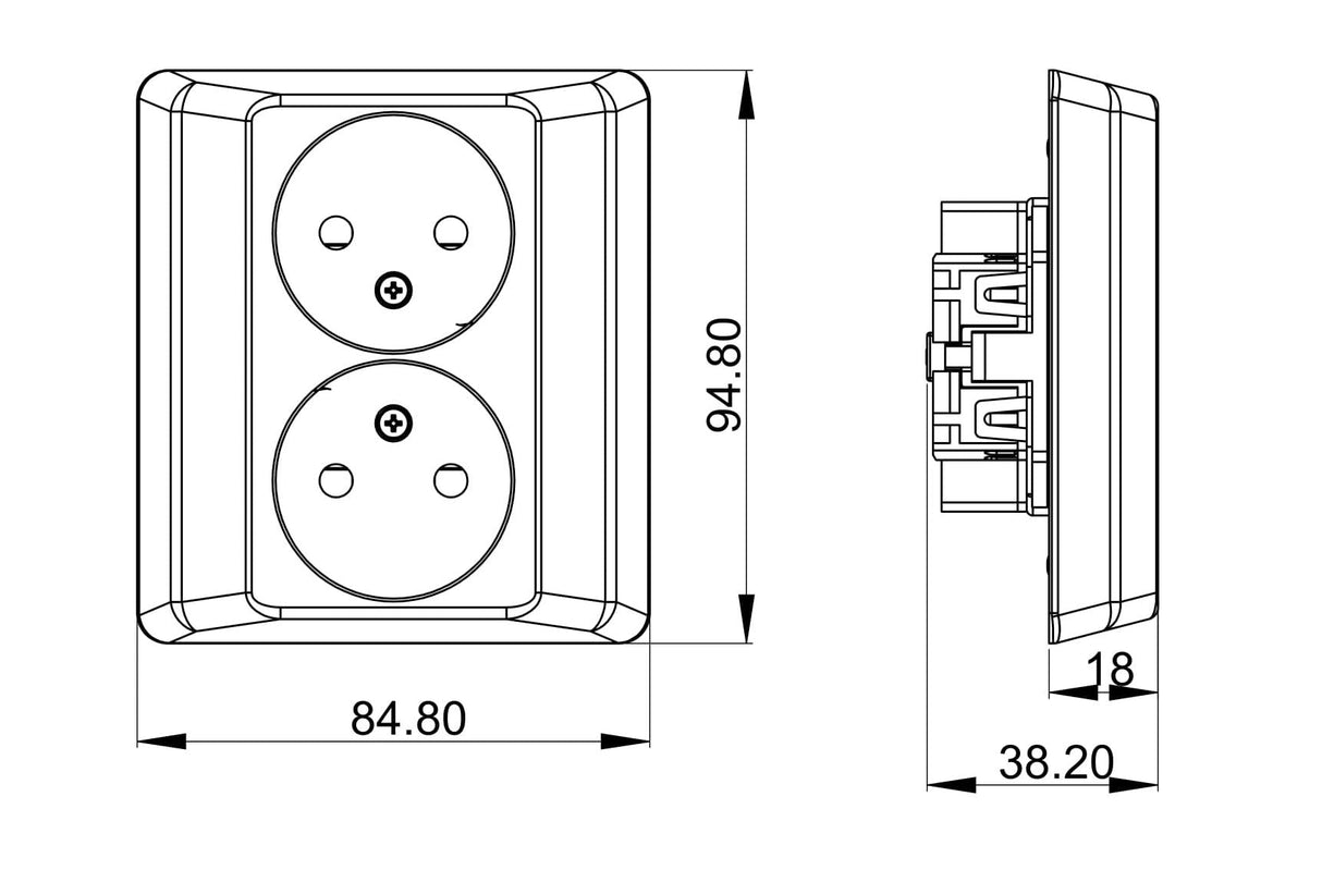 Pistorasia Opal 2n 16A IP20 UPR Musta - KarelianStore