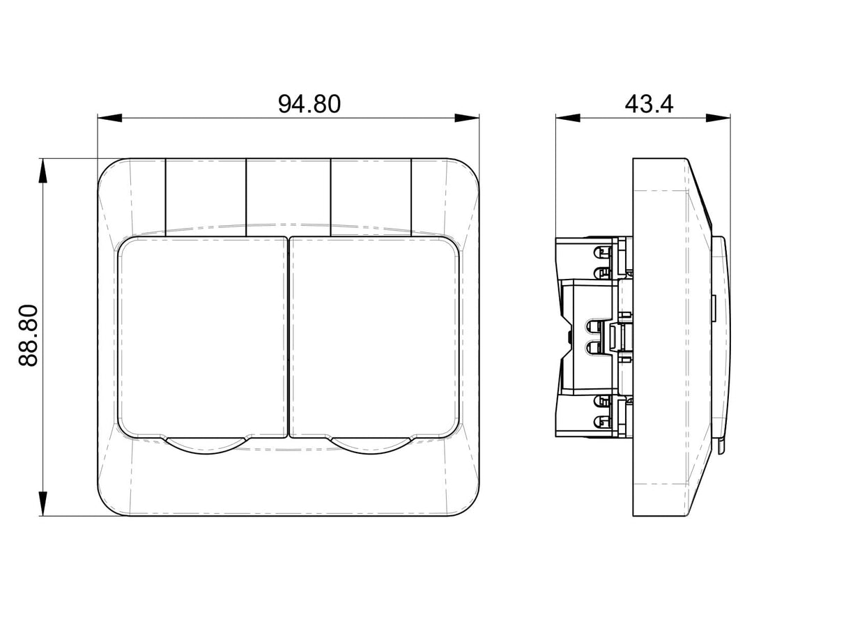 Pistorasia Opal Uppo 2 - osainen 16A IP44 UPR Musta - KarelianStore