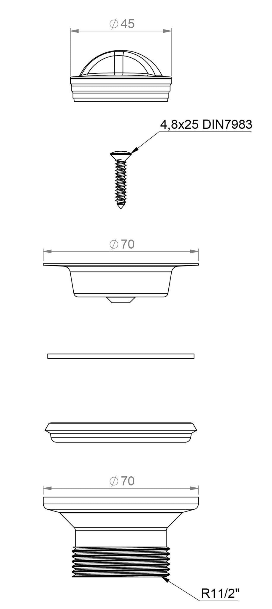 Pohjaventtiili Prevex 1 1/2 Muovi - KarelianStore