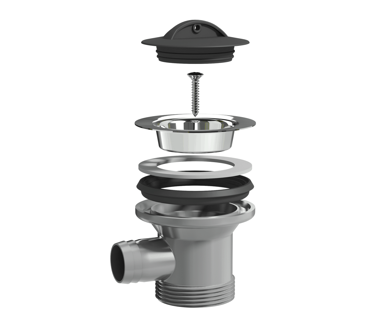 Pohjaventtiili Prevex 1 1/2 ylivuotoyhteellä muovi - KarelianStore