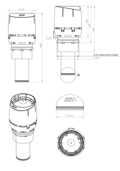 Poistoputki Vilpe Flow XL 200C IS450 Musta - KarelianStore