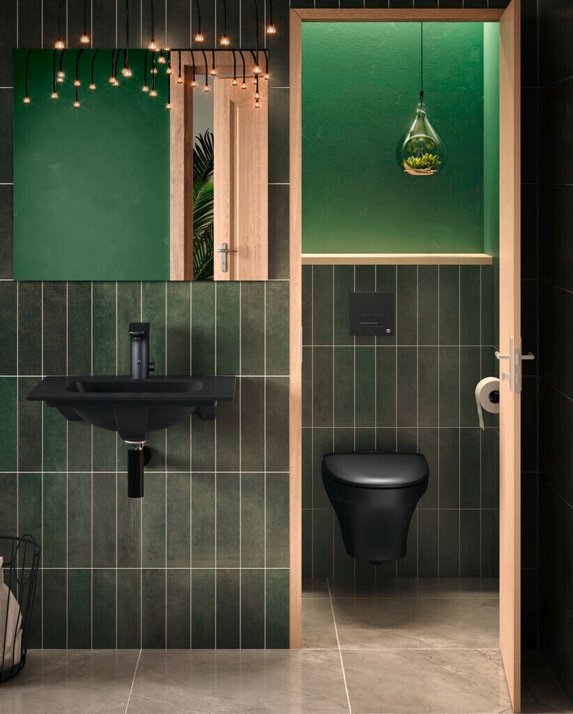 Seinä - WC Gustavsberg Estetic 8330 Matta Musta SC/QR - KarelianStore