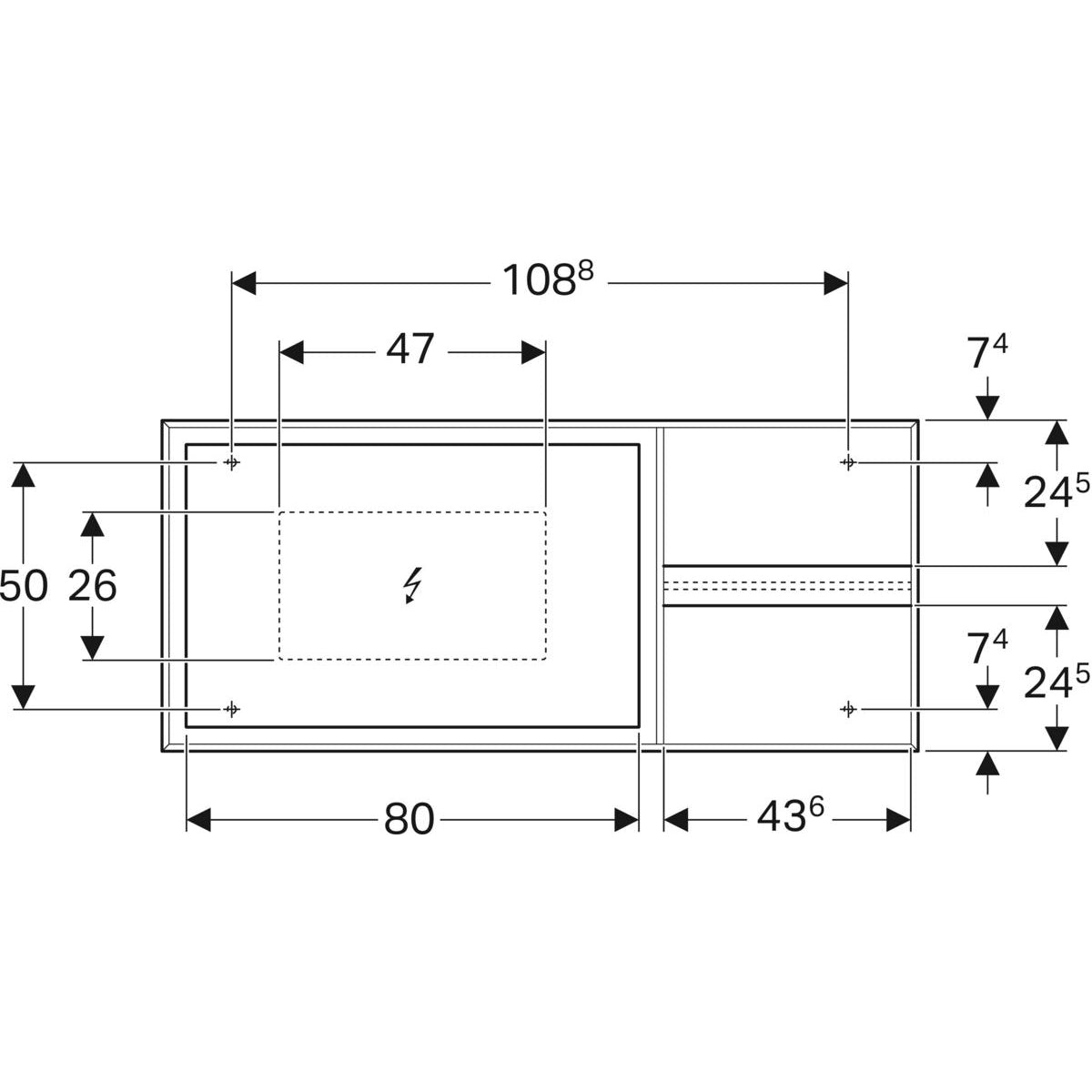 Tasopeili Geberit Citterio 1334x584x140 mm Tammi Harmaanruskea - KarelianStore