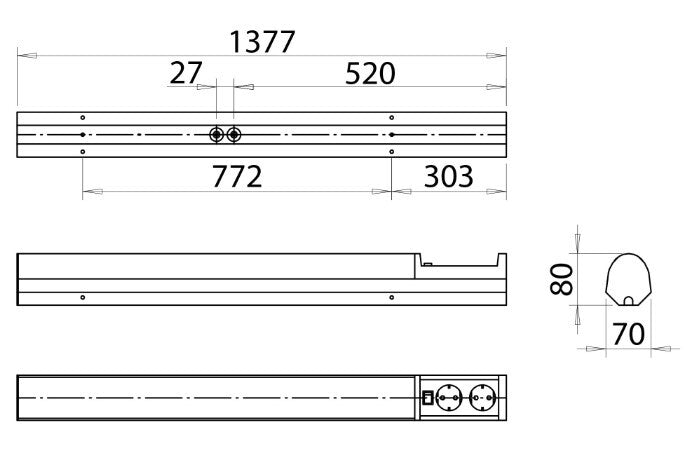 Työpistevalaisin Onnline Onndeli 21W 1377mm 2os pistorasialla - KarelianStore