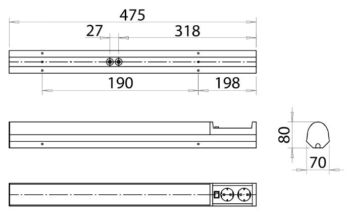 Työpistevalaisin Onnline Onndeli 6W 476mm 2os pistorasialla - KarelianStore