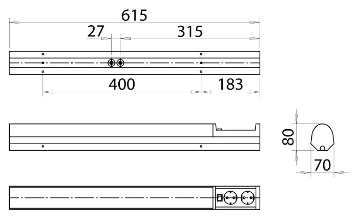 Työpistevalaisin Onnline Onndeli 8W 616mm 2os pistorasialla - KarelianStore