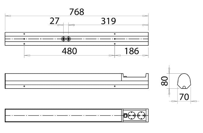 Työpistevalaisin Onnline Onndeli 9W 770mm 2os pistorasialla - KarelianStore