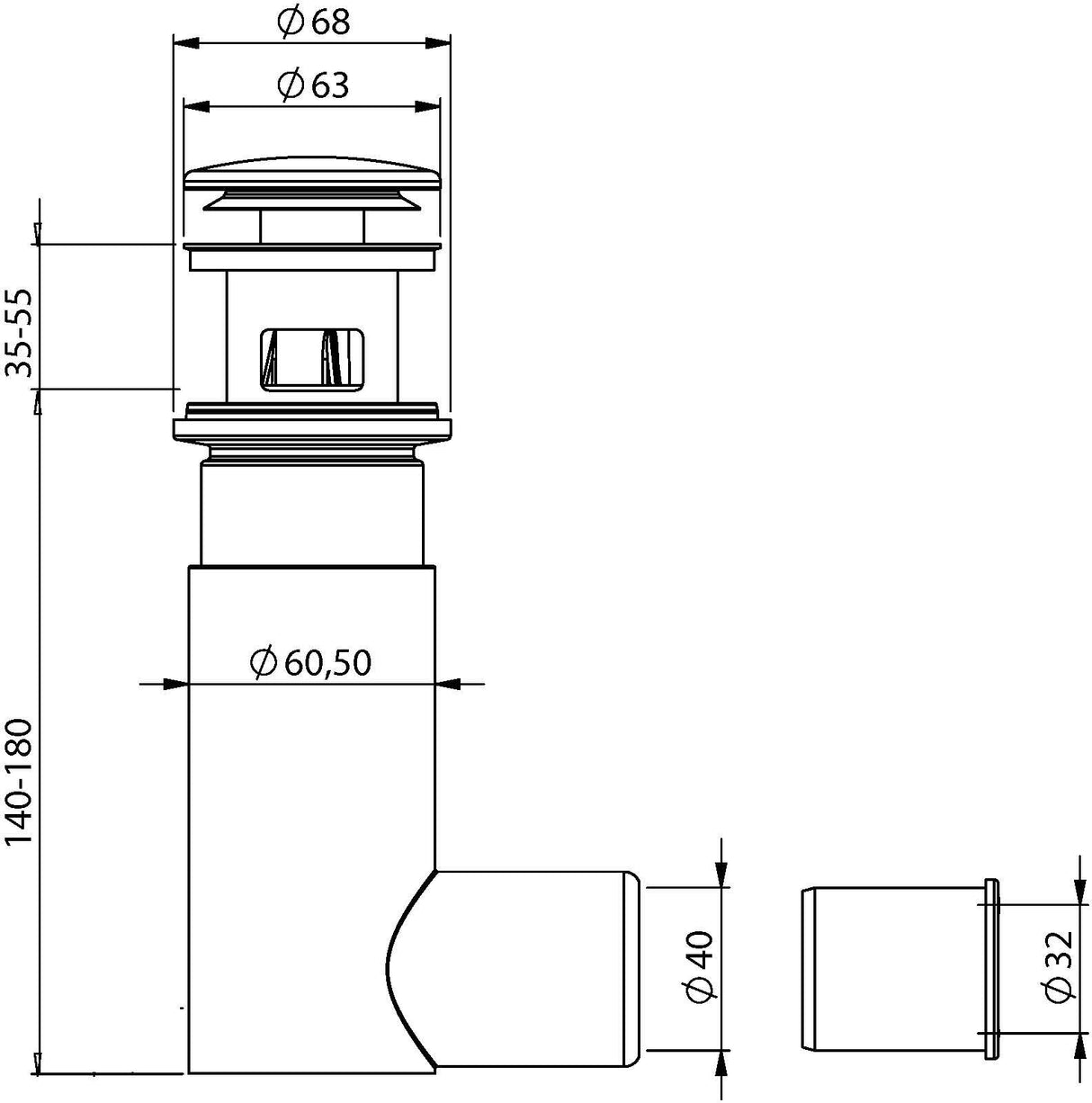 Vesilukko Prevex Easyclean 32/40 Pop - up - KarelianStore