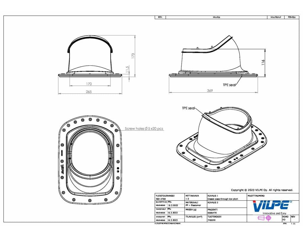 Vilpe Classic loiva kattoläpivienti Tiilenpunainen - KarelianStore