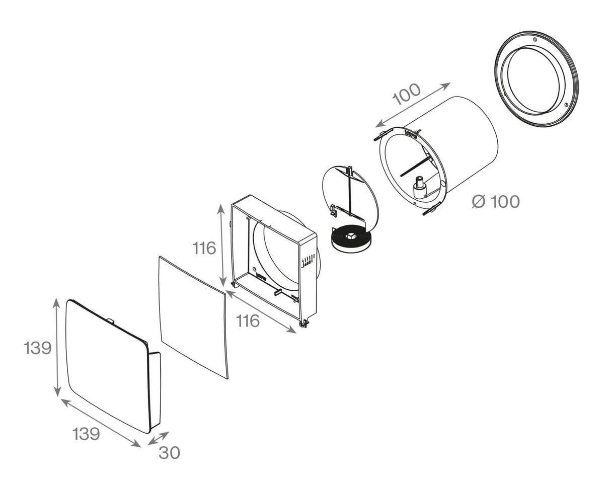 Vilpe WIVE 100 - korvausilmaventtiili tuuletusluukkuun + term - KarelianStore