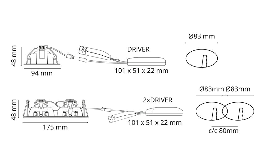 Alasvalo SG Junistar Lux Square 7W 3000K IP44 Valkoinen - KarelianStore