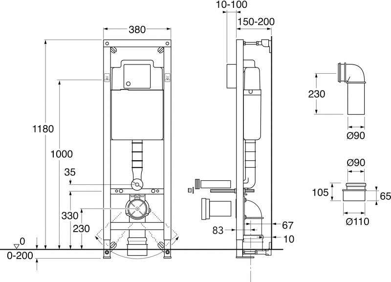 Asennusteline Gustavsberg Triomont XS 3/6L seinä-WC:lle - KarelianStore