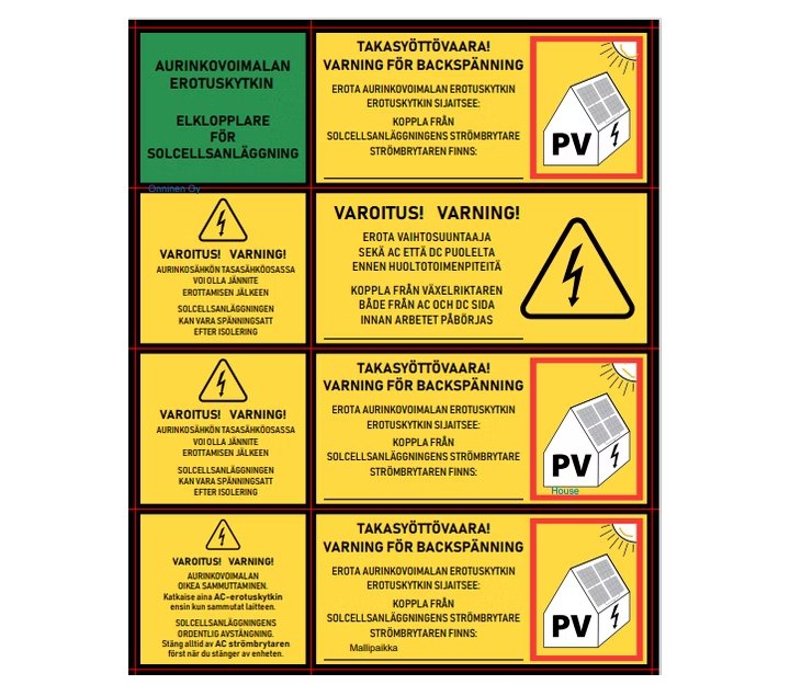 Aurinkosähkö Merkintätarrat Onnline - KarelianStore