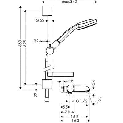 Combisetti Hansgrohe 27845000 Ecostat Croma 100 JP - KarelianStore