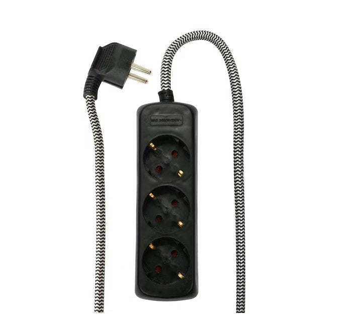 Jatkojohto Opal 3-osainen Mustavalkokangas 2m - KarelianStore