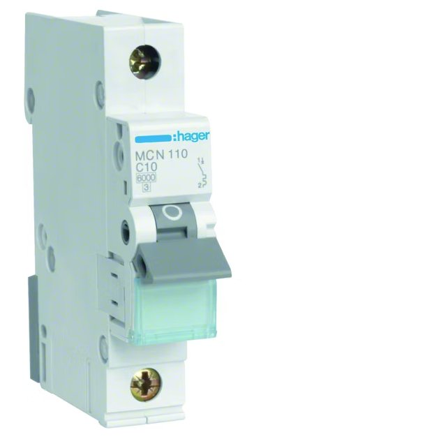 Johdonsuojakatkaisija Hager MCN110E 1x10A C-Käyrä 6kA - KarelianStore