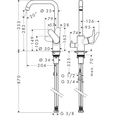 Keittiöhana Hansgrohe 31831000 Focus 260 Korkea PKV - KarelianStore