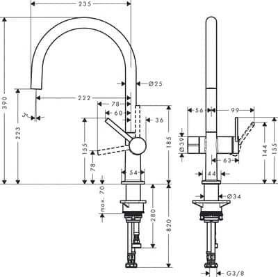 Keittiöhana Hansgrohe 72805000 Talis M54 220 PKV - KarelianStore