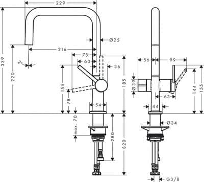 Keittiöhana Hansgrohe 72807670 Talis M54 220U PKV Musta - KarelianStore