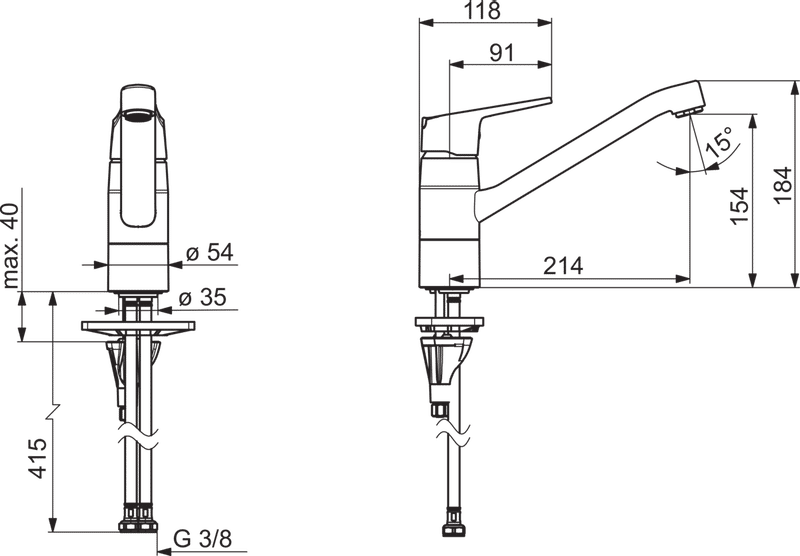 Keittiöhana Oras 1820G Vega kääntyvällä juoksuputkella ja joustavilla kytkentäputkilla - KarelianStore
