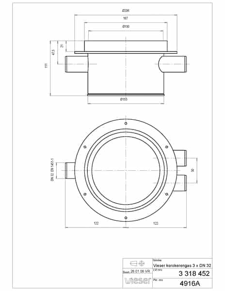 Korokerengas Vieser 66-91mm 3x32mm Sivuliitännöin - KarelianStore