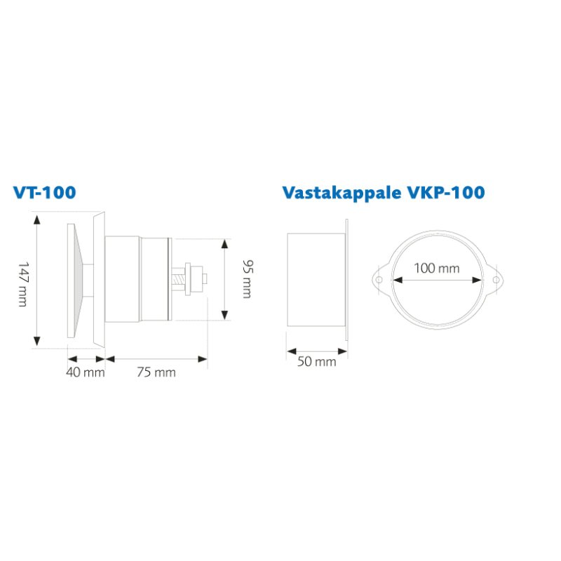Korvausilmaventtiili Velco VTR-100 valkoinen - KarelianStore
