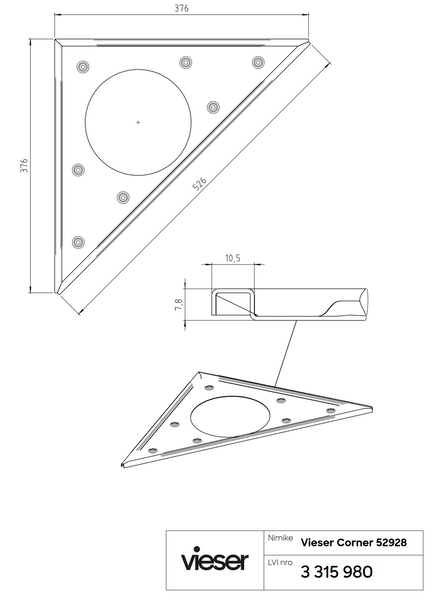 Kulmakaivo Vieser Corner 376x376x526 Kansi ja Kehys RST - KarelianStore