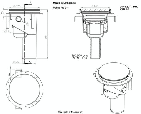 Lattiakaivo Merika M-211 75 mm Pysty - KarelianStore