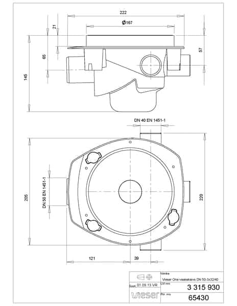 Lattiakaivo Vieser One DN50 3x32/40 Ilman valutukea - KarelianStore