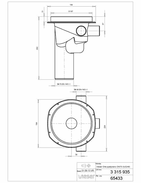 Lattiakaivo Vieser One DN75 3x32/40 pysty - KarelianStore