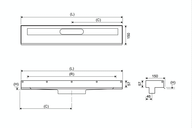 Lattiakaivokaluste Unidrain 1001 3 Seinäkiinnikettä 1200mm - KarelianStore